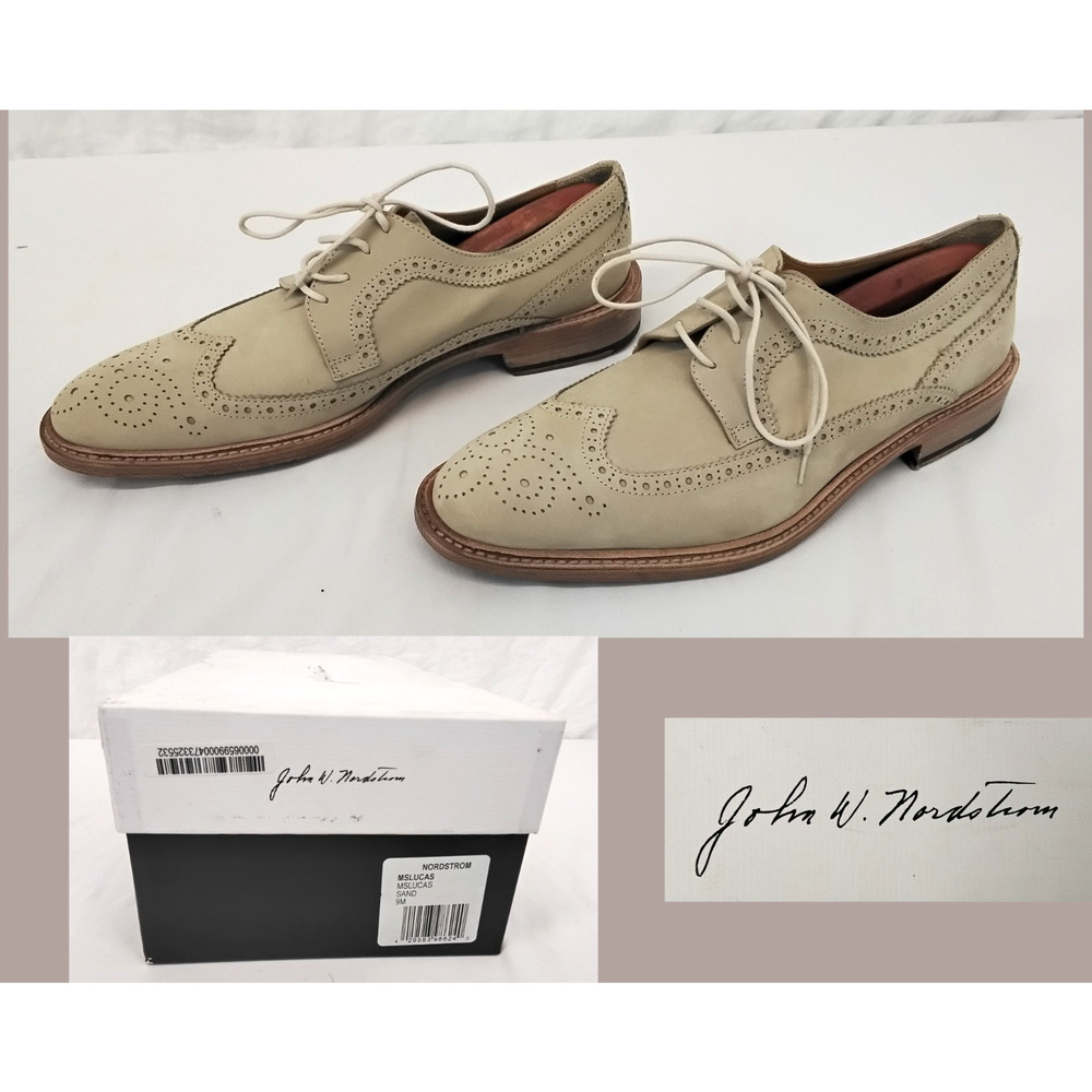 John W. Nordstrom Lucas Dress Shoes Men's Size 9M Sand Suede w/ Dust Bag #W4334